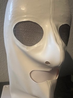 LATEXTIL Latexmaske mit Reißverschluss & Netz Augen / XL / Weiß / Neu