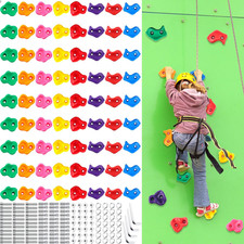 72 Pcs Kids Rock Wall Climbing Holds Set Colorful Grips with Mounting Screws and
