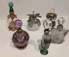 Lot of 6 Vintage Perfume Bottles Dragonfly– Ornate Glass, Atomizers