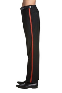CONCITOR Men's TUXEDO Pants Flat Front with RED Satin Band Stripe Black Color 38
