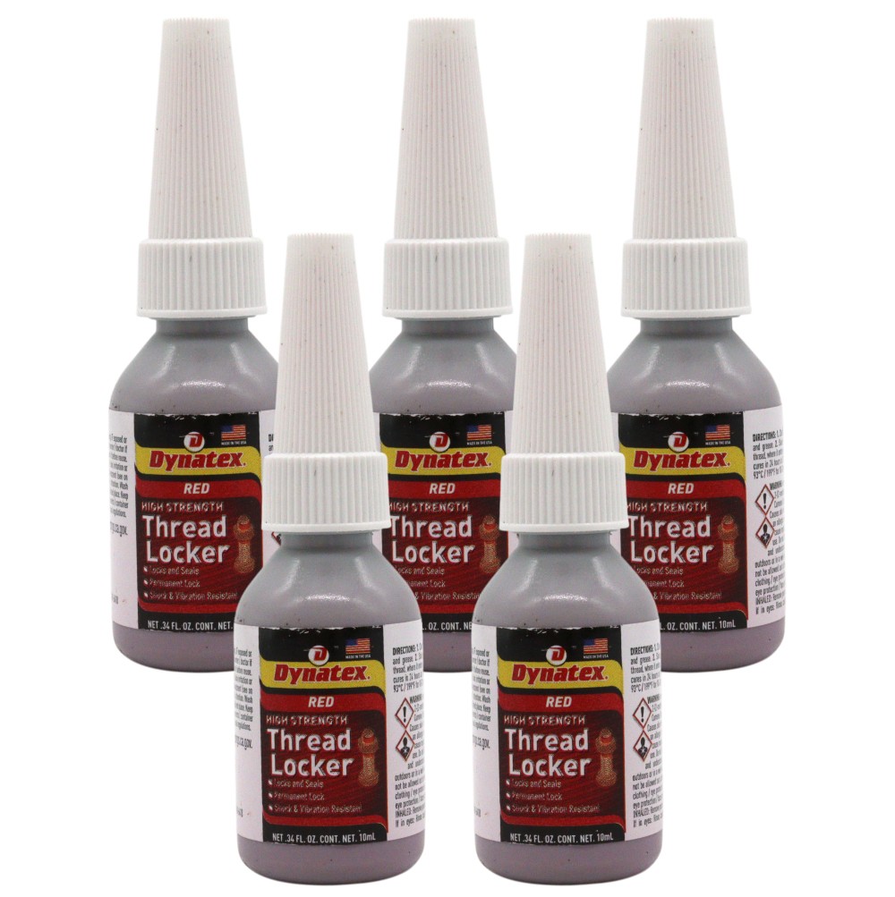 Dynatex Red High Strength Threadlocker 0.34 oz Bottle (5-Pack)