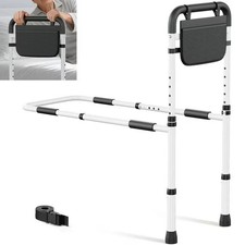 Adjustable Bed Rail for Seniors, Bed Assist Handle with Storage Bag  