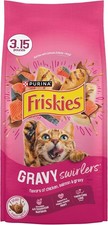Purina Friskies Gravy Swirlers With Flavors of Chicken, Salmon and Gravy Dry Cat