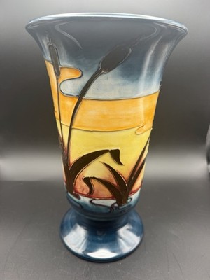 Moorcroft Reeds at Sunset 11  Trumpet Vase Rachel Bishop Made in England