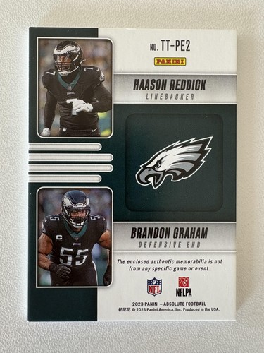 2023 Panini Haason Reddick / Brandon Graham Team Materials Gold /99,MEM JM - Picture 2 of 2