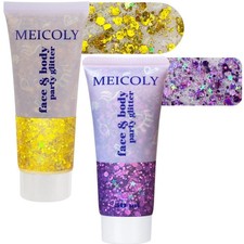 MEICOLY Gold Purple Face Glitter Chunky Body Makeup Festival