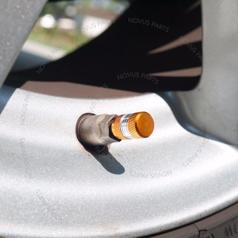 Juego de 4 llantas de vehículo antideslizantes doradas para tapa de válvula de neumático para Kia Sportage Rio Optima Foto 4 de 4