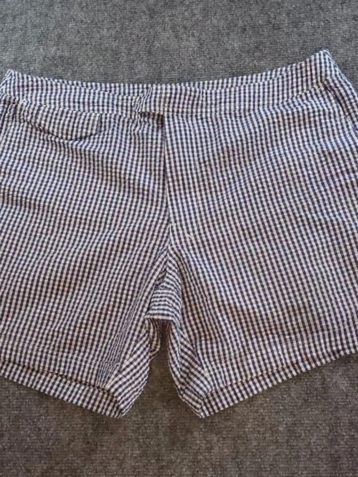 J Crew Mens Gingham Shorts 36 Blue White Flat Front Preppy Summer Casual