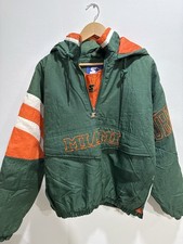 Vintage University Of Miami Starter Jacket Quarter Zip M Rare Smoking Ibis 