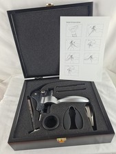 Profi Hebel Korkenzieher 7-teiliges Set in schwarzer Holzkiste