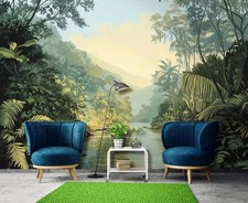 Jungle Painting Photo Wallpaper for Living Room 123x86in Wall Mural Non-woven