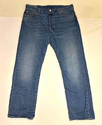 Levi's 501 Herren Jeans Blau Straight Leg Knopfleiste W36 L32 Denim