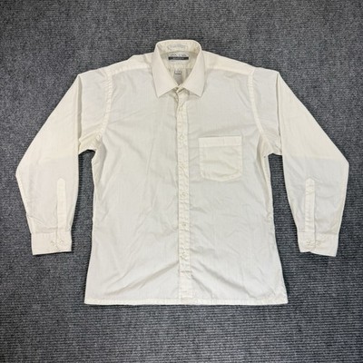 John Henry Shirt Men s 16 32/33 White Button Down VTG Preppy Fit Workwear