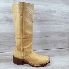 VTG 90s Frye Campus Longhorn Banana Boots Women 8.5 B Yellow Square Toe