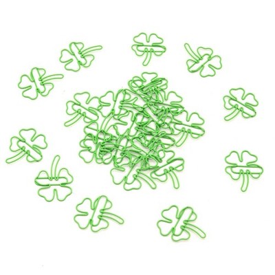 100 Pcs Four Leaf Clovers Paper Clip Lovely Paperclip Bookmarks for Office