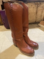 VTG Late 70s Frye Braided Sabrina Campus Boots 8546 Womens 7B Brown Leather USA