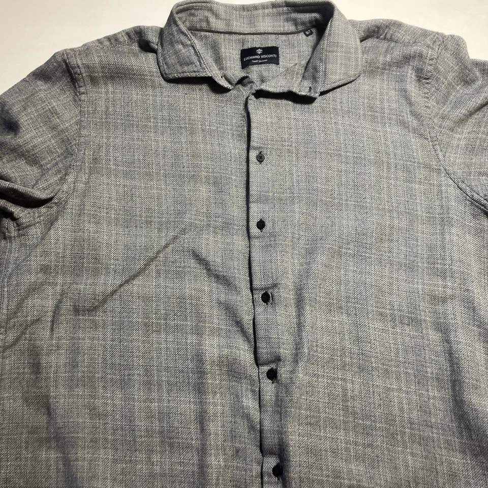 Camisa Luchiano Visconti XLT 100 % Algodón Gris Abotonada Foto 4 de 4