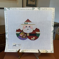 Hand Painted Heart Santa Ornament by Painted Pony Needlepoint Mesh Canvas