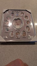 NEW-Up to 2 Unbranded Silver 10" x 8 Keepsake First Year Picture Frames