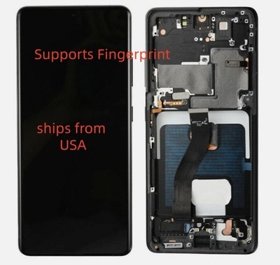 Supports Fingerprint For Samsung Galaxy S21 Ultra OLED Display LCD Screen Frame