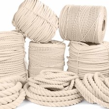 White Twisted Cotton Rope 1/2" Natural Cotton Cord 10ft to 600ft Bulk
