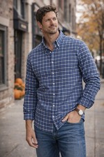 UNTUCKit Slim Fit, Wrinkle, Free, Blue Plaid, Button-Down Shirt, Men's Xl