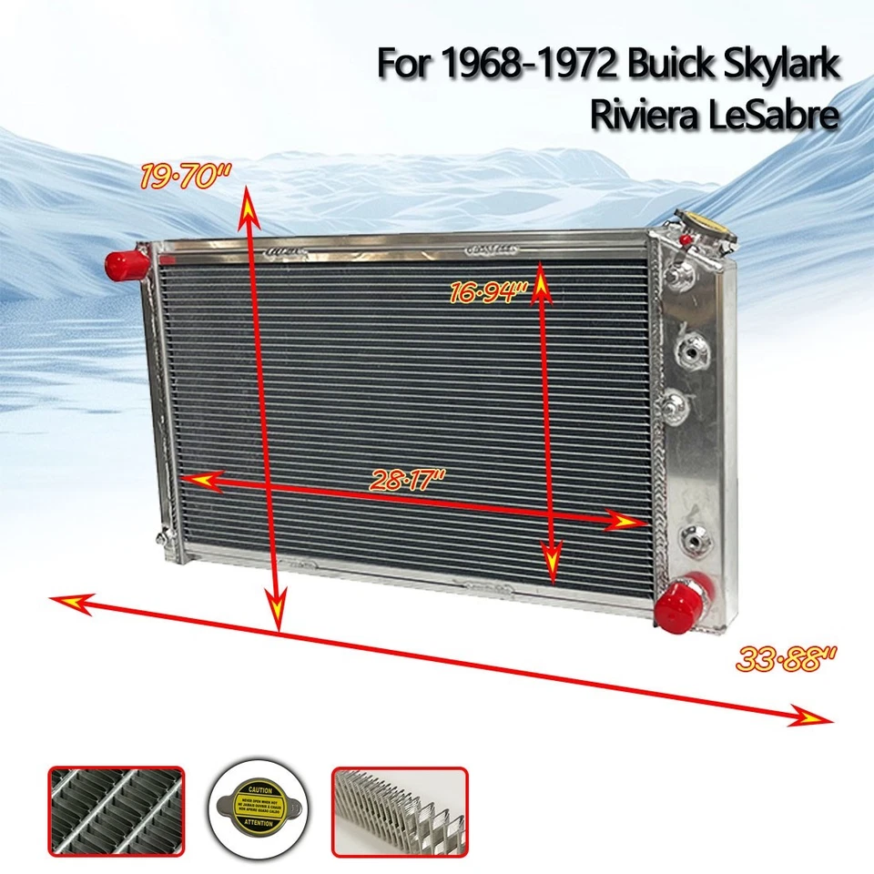 Radiador #CC161 para Buick Skylark Riviera LeSabre 1968-1972 todo aluminio 28" W Foto 2 de 4
