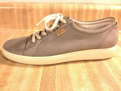 ECCO EU38 Womens 7M Soft 7 Dove Gray Tan Taupe Leather Lace up Sneakers WIDE