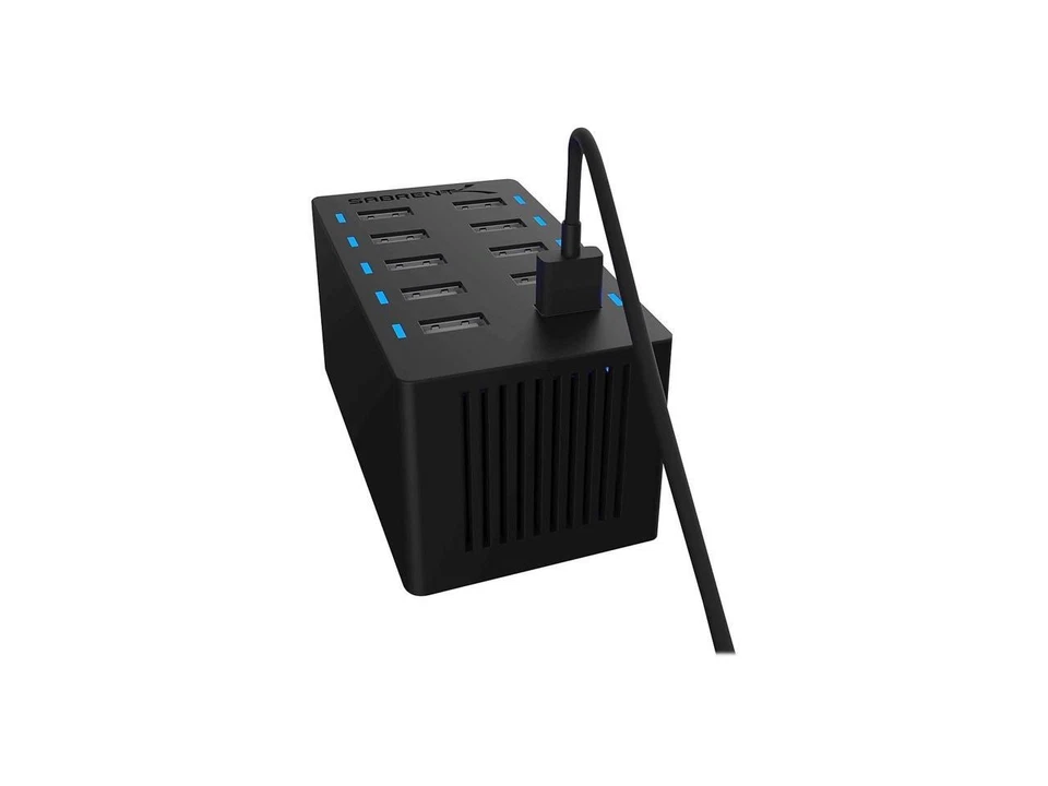 SABRENT 60 Watts (12 Amp) 10 Portas [Certificado UL] Desktop USB Tamanho Familiar Rápido - Imagem 3 de 4