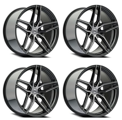 Set 4 19'' Select Shadow Glossy Black Brushed DDT 19x8.5 Wheels 5x112 20mm Rims