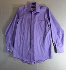 Stafford Mens Shirt Button Down Performance Super Purple Fitted 15 32-33 Classic