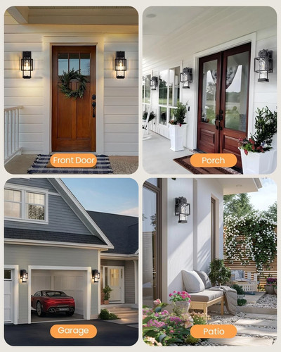 SHIMR Motion Sensor Porch Lights 2 Pack, Dusk to Dawn Outdoor Lighting with W... - Picture 8 of 9