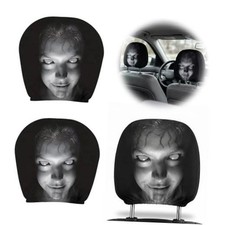 Creative Car Headrest Covers,Ghost Face Headrest Covers,Scary Covers for 2pcs-A