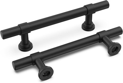 LONTAN Schrankgriffe Edelstahl 96mm Lochabstand 10 Stück Schwarz