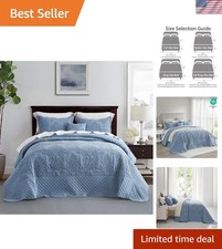 King Size Bedspread Set 128x120 - Elegant Reversible with Beautiful Stitching