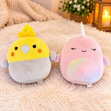 Squishmallows Original Plush Lot of 2 Yellow Cockatiel Pink Narwhal Claire's