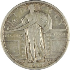 1917 VF35 Standing Liberty Quarter, Type 1, PCGS 57279055