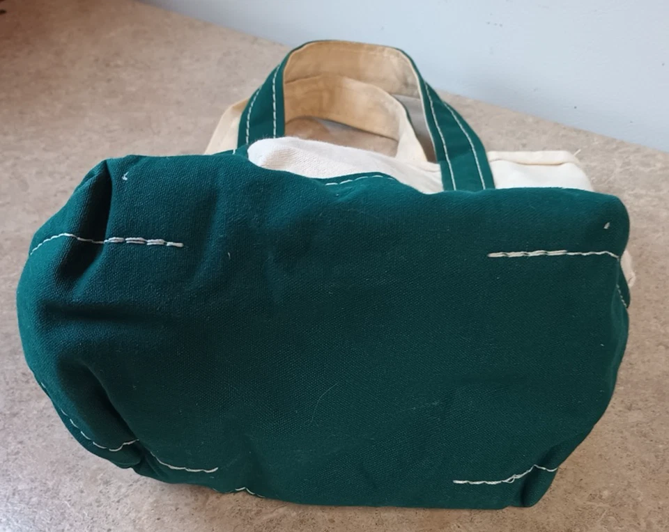 Винтажный LL Bean сумка зеленый ручки маленький 8 «x 9» холст 1980 зеленый Freeport Мэн ярлык - Изображение 4 из 4