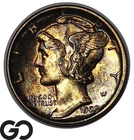 1929-D Mercury Dime, Great Album Toner, Solid Gem BU++, Color, Strong Bands!