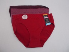 NWT BALI 3 Pair Red Purple Eggplant High Cut Lace Trim Brief Panties Sz L 7