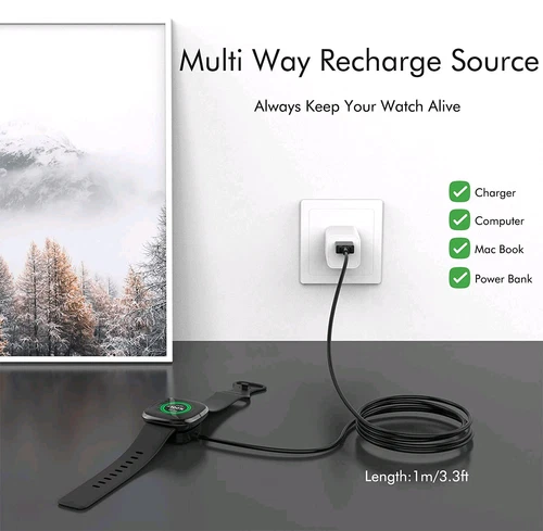 Kabelloses Ladegerät für Fitbit Sense Versa 3 4 Watch USB Schnellladestation Kabel - Bild 11 von 12
