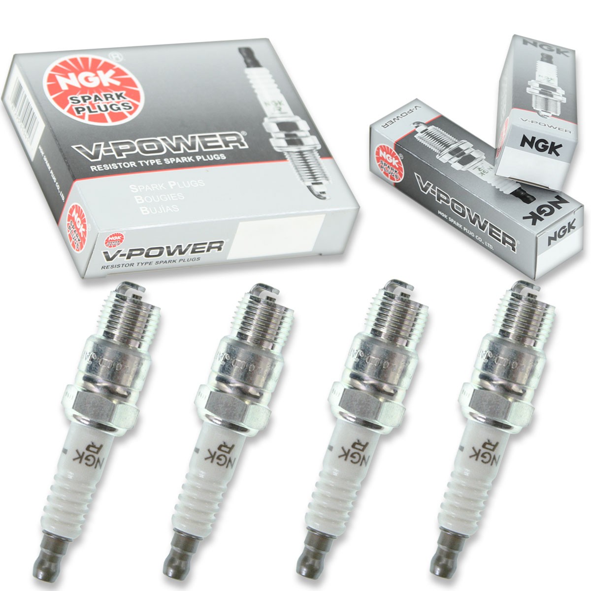 4 pc NGK 7052 YR5 V-Power Spark Plugs for T16R-U RV12C R46T R45T R44T MR44T oo