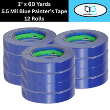 1" x 60 Yards - 5.5 Mil - Blue Painter's Multi Surface Masking Tape - 12 Rolls