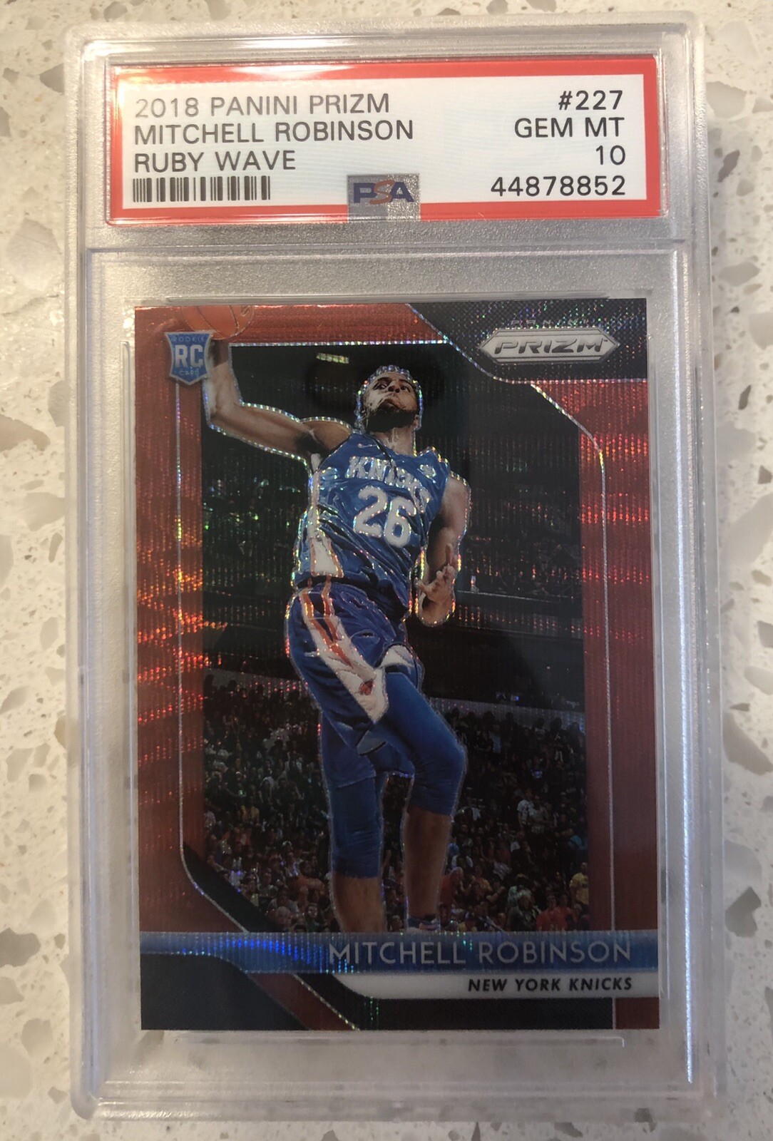 Mitchell Robinson 2018 Panini Prizm Ruby Wave #227 PSA 10 Rookie Card RC