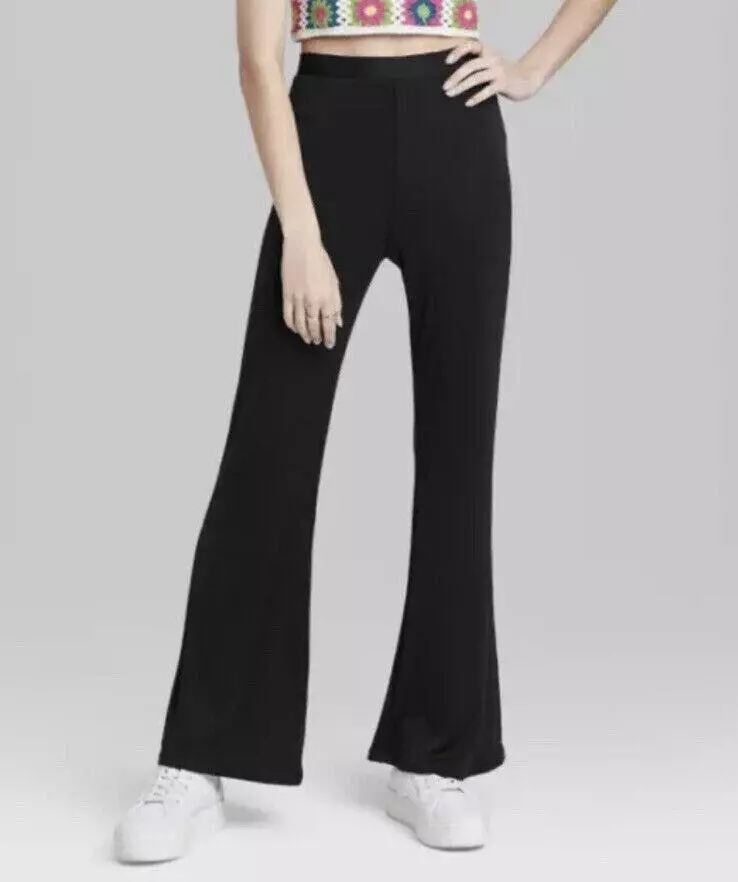 Wild Fable Pull-On Knit Stretch Flare Pants Bell Bottom Black Women's XXS  NEW