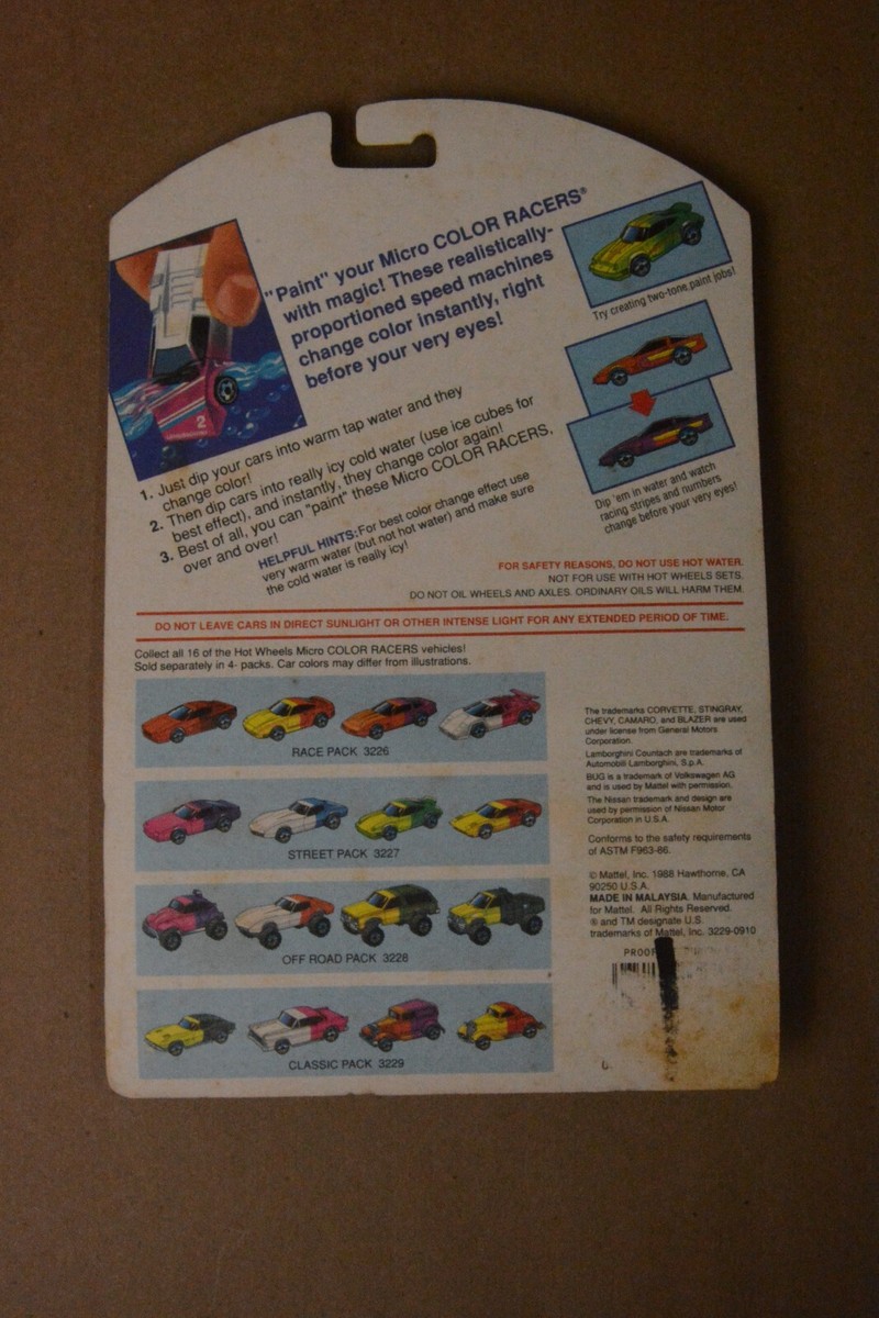 Vintage Hot Wheels 1988 Micro Color Racers Paint-Changing Classic