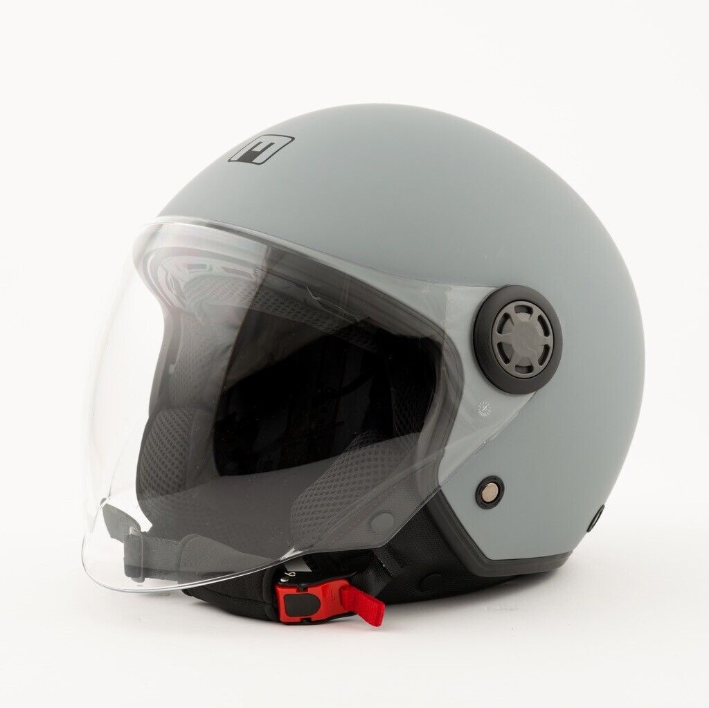 Casco Moto Scooter MPH Helmet demi jet Grigio Opaco Doppia Visiera Fumè Parasole