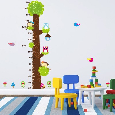 Cute Owl Kids Height Scale Tree Wall Decals Living Room Diy Wall Sticker Ebay