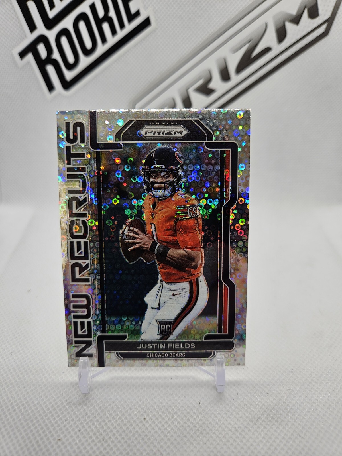 Justin Fields 2021 Prizm New Recruits No Huddle Silver Disco Prizm SP Rookie RC