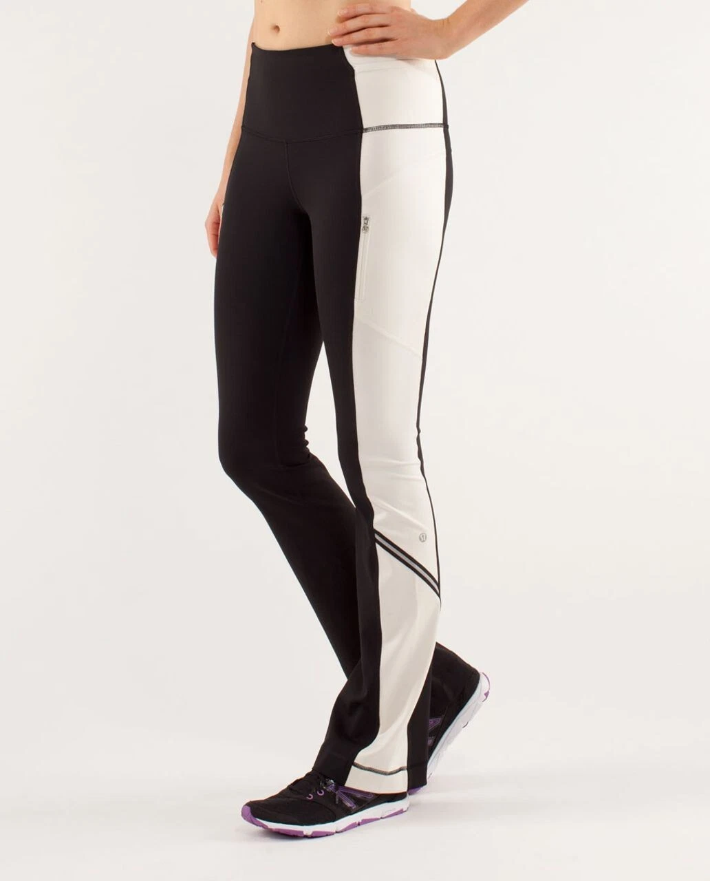 Lululemon Run Ice Queen Pant Black Polar Cream Tight Reflective Zipper 4